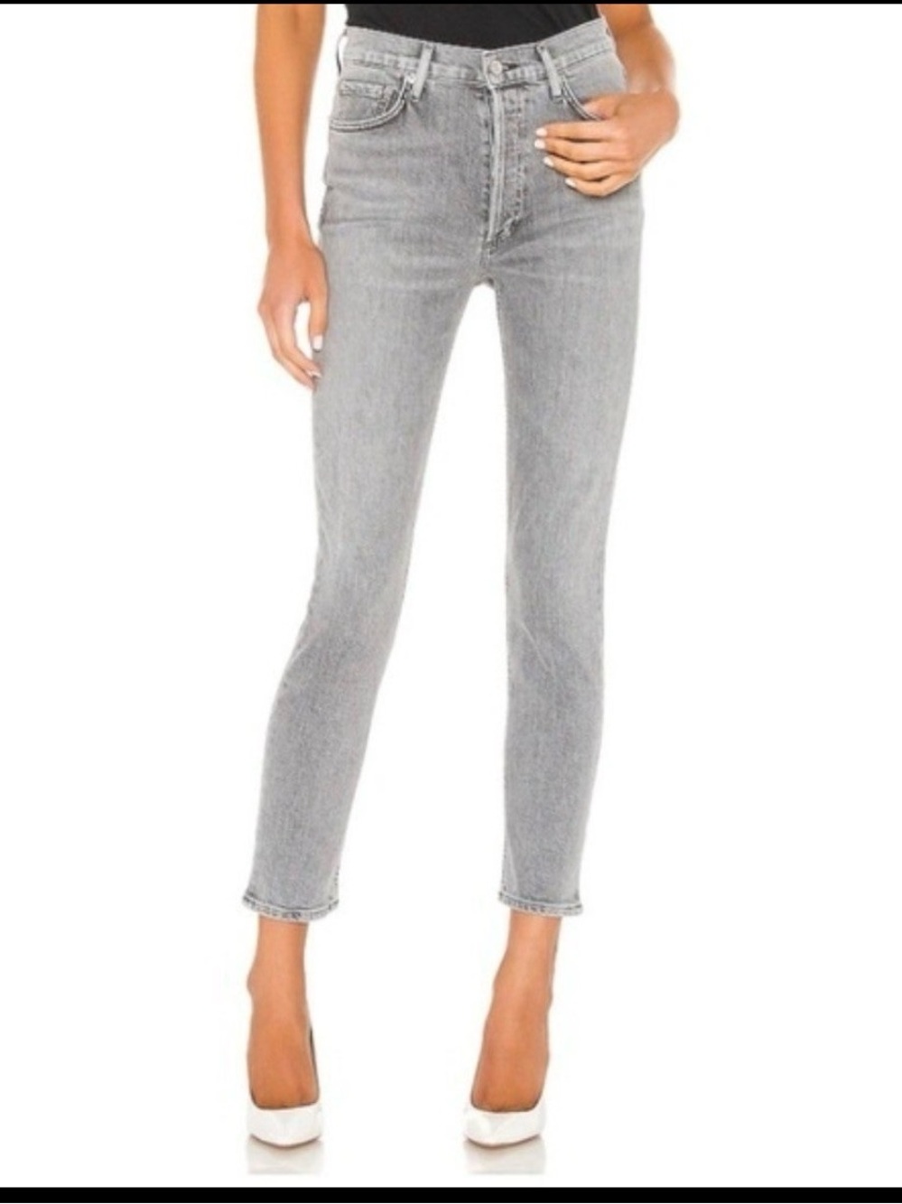 AGOLDE Nico High Rise Slim Fit Jeans Foretold Gray Wash Size 27